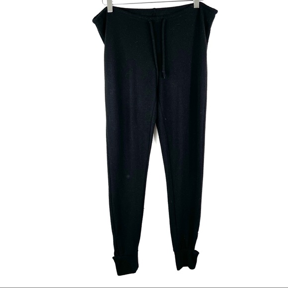 Chaser Love Knit Joggers Black Brushed Fleece Drawstring Cutout Lounge XS - Picture 2 of 6